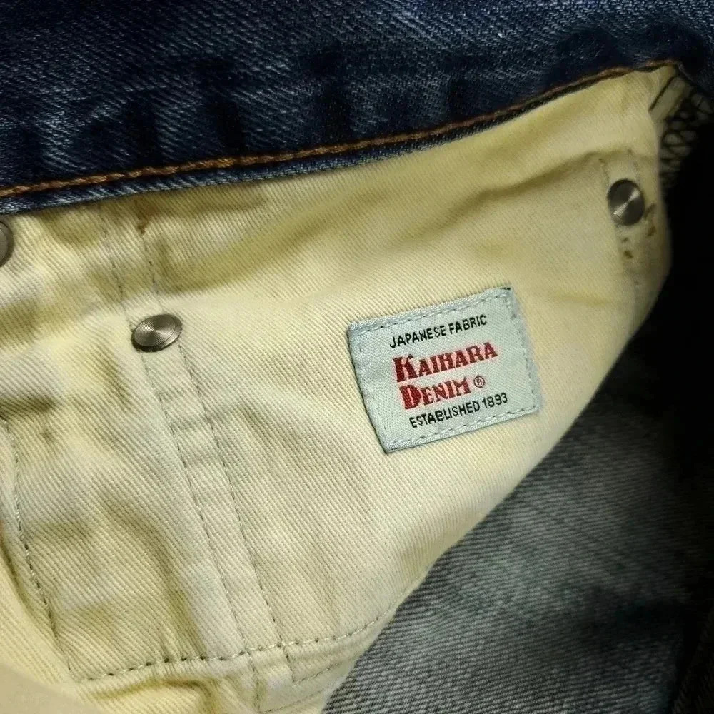 J Crew 770 Jeans Mens 38x32 Kaihara Japanese Denim Slim Straight Distressed - Picture 7 of 13